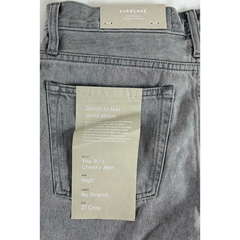 Everlane The 90s Cheeky Jean Womens 27 Crop Gray 100% Cotton Button Fly NWT‎ - Picture 9 of 13